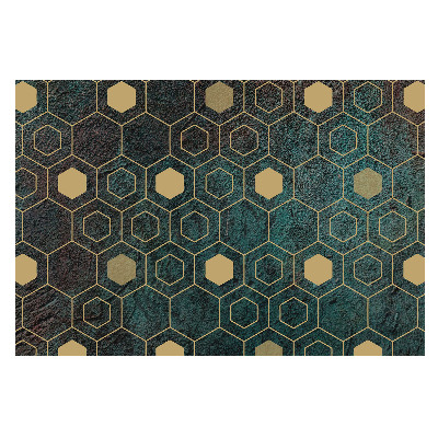 Fototapeta do salonu z motywem ciemnych geometrycznych heksagonów