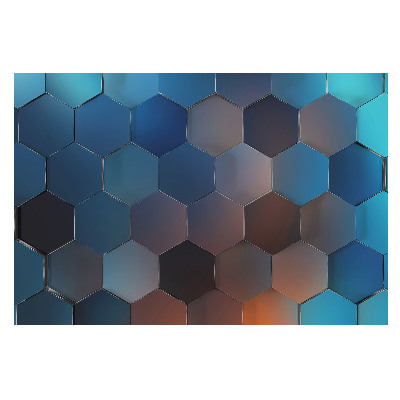Fototapeta na wymiar do sypialni z motywem niebieskich heksagonów w stylu geometrycznym