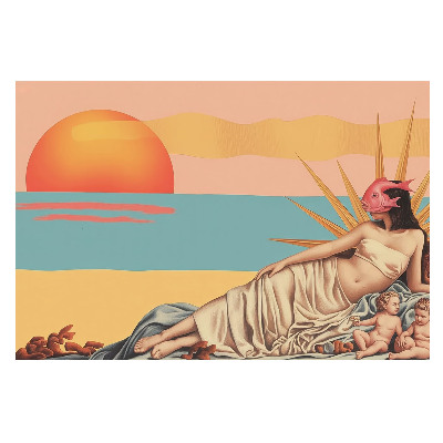 Fototapeta z surrealistycznym, pastelowym zachodem słońca