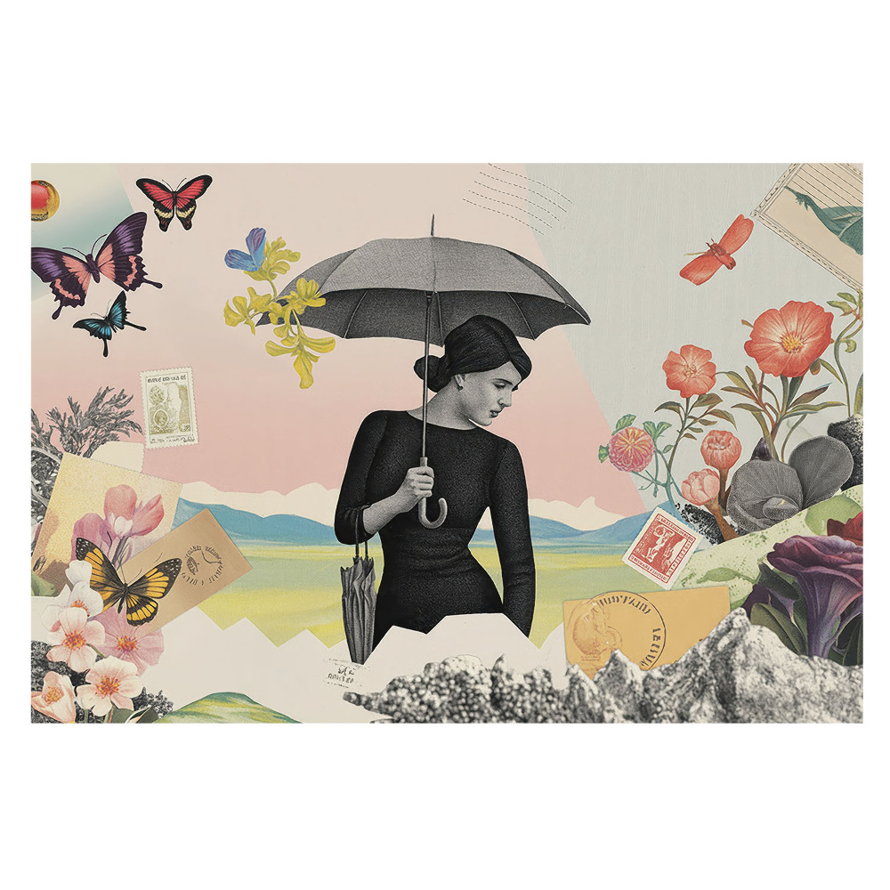 Tapeta fotograficzna flizelinowa w stylu surrealistycznego kolażu retro