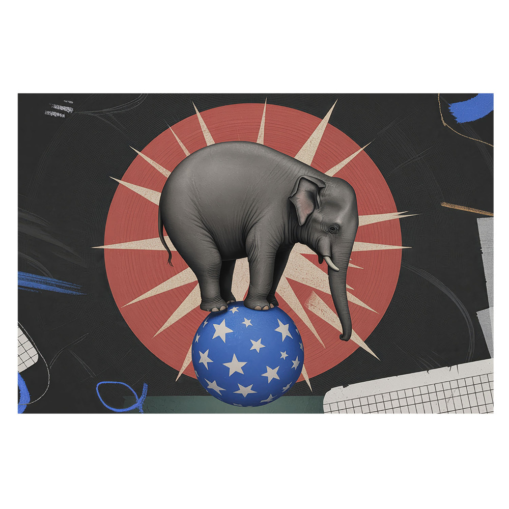 Fototapeta flizelinowa do salonu z motywem cyrkowego słonia w stylu retro