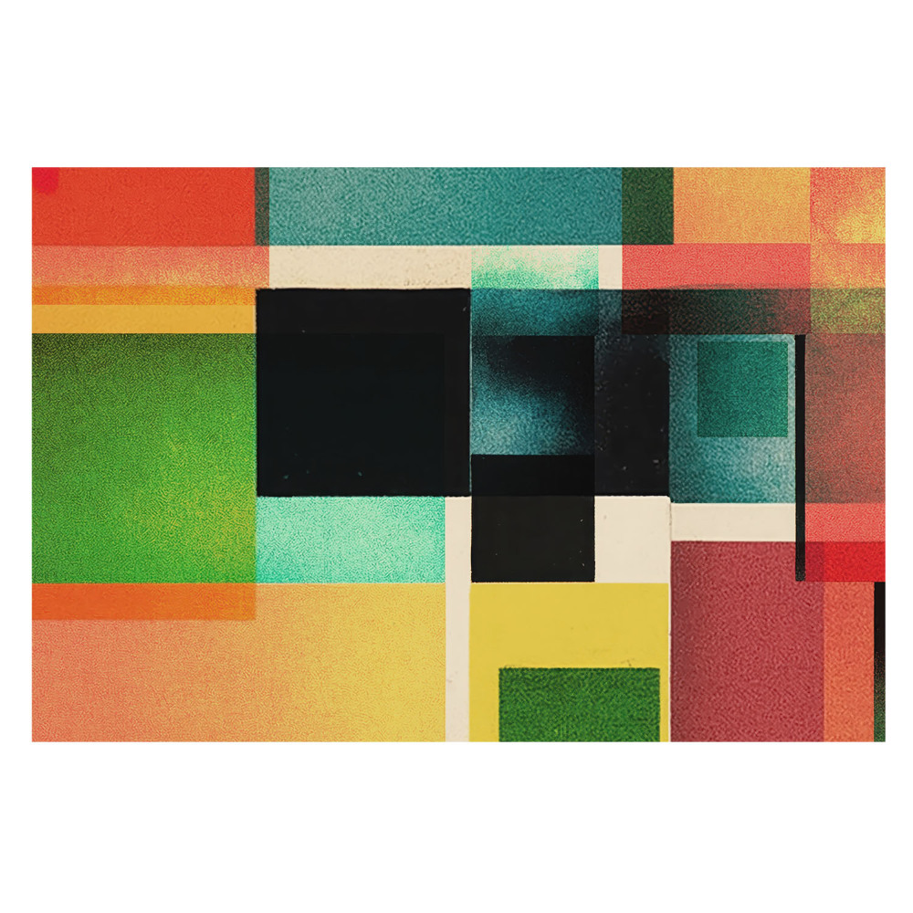 Fototapeta na wymiar do sypialni z motywem symetrii barwnych figur geometrycznych