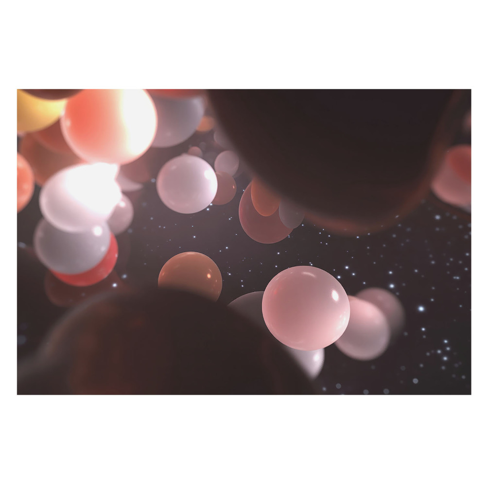 Fototapeta flizelinowa do salonu z motywem abstrakcyjnych szklanych planet
