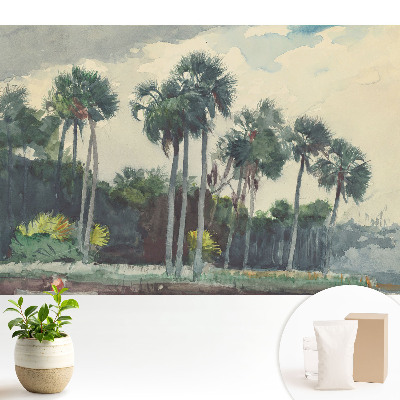 Nowoczesna fototapeta na wymiar Akwarelowa aura palm