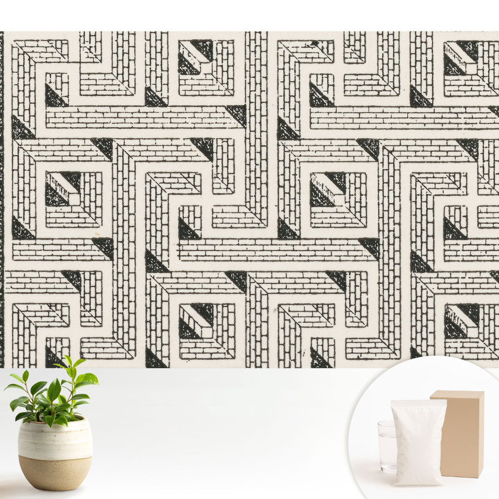 Fototapeta na wymiar do sypialni z geometrycznym motywem labiryntu cegieł
