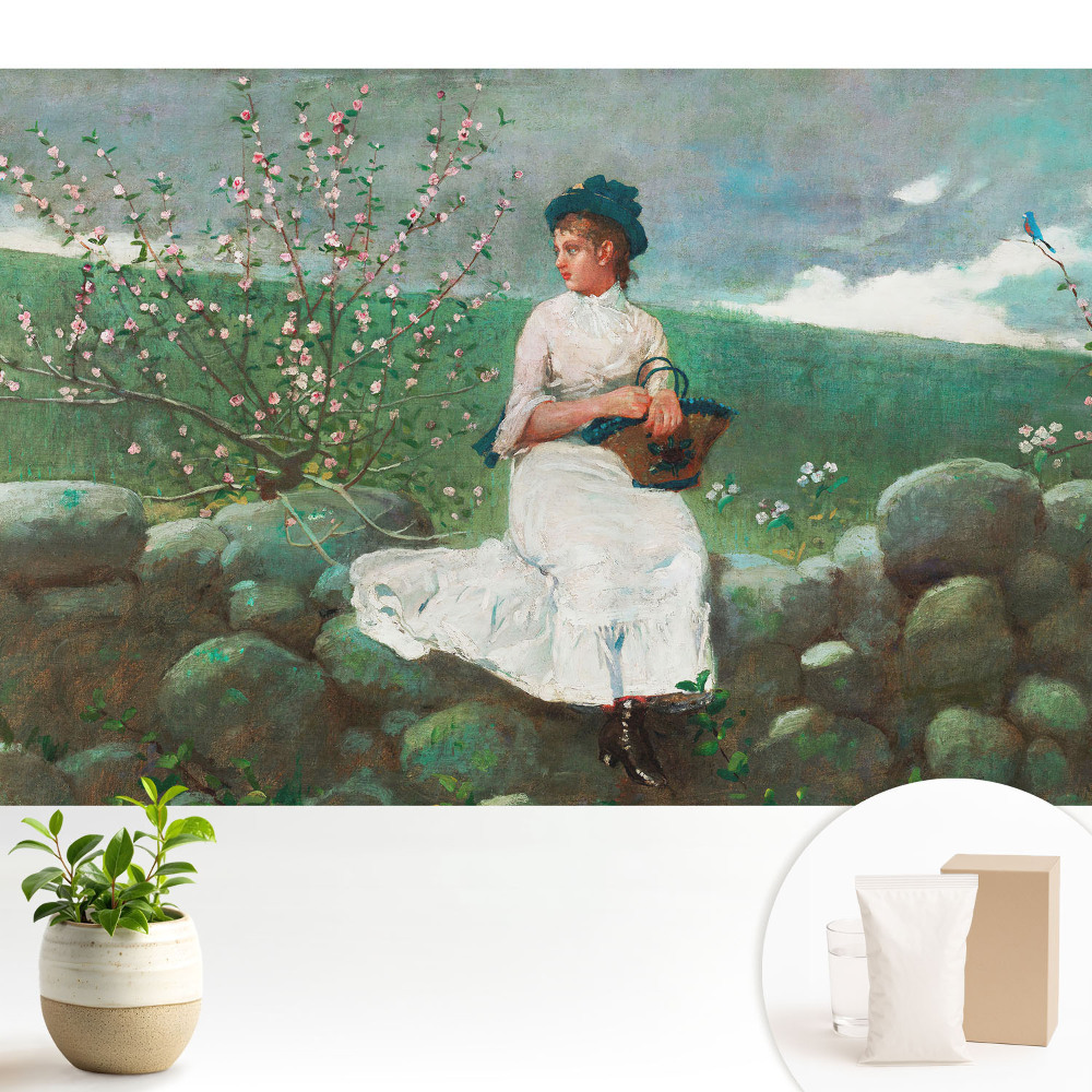 Nowoczesna fototapeta na wymiar Dziewczyna pośród ogrodowych kwiatów