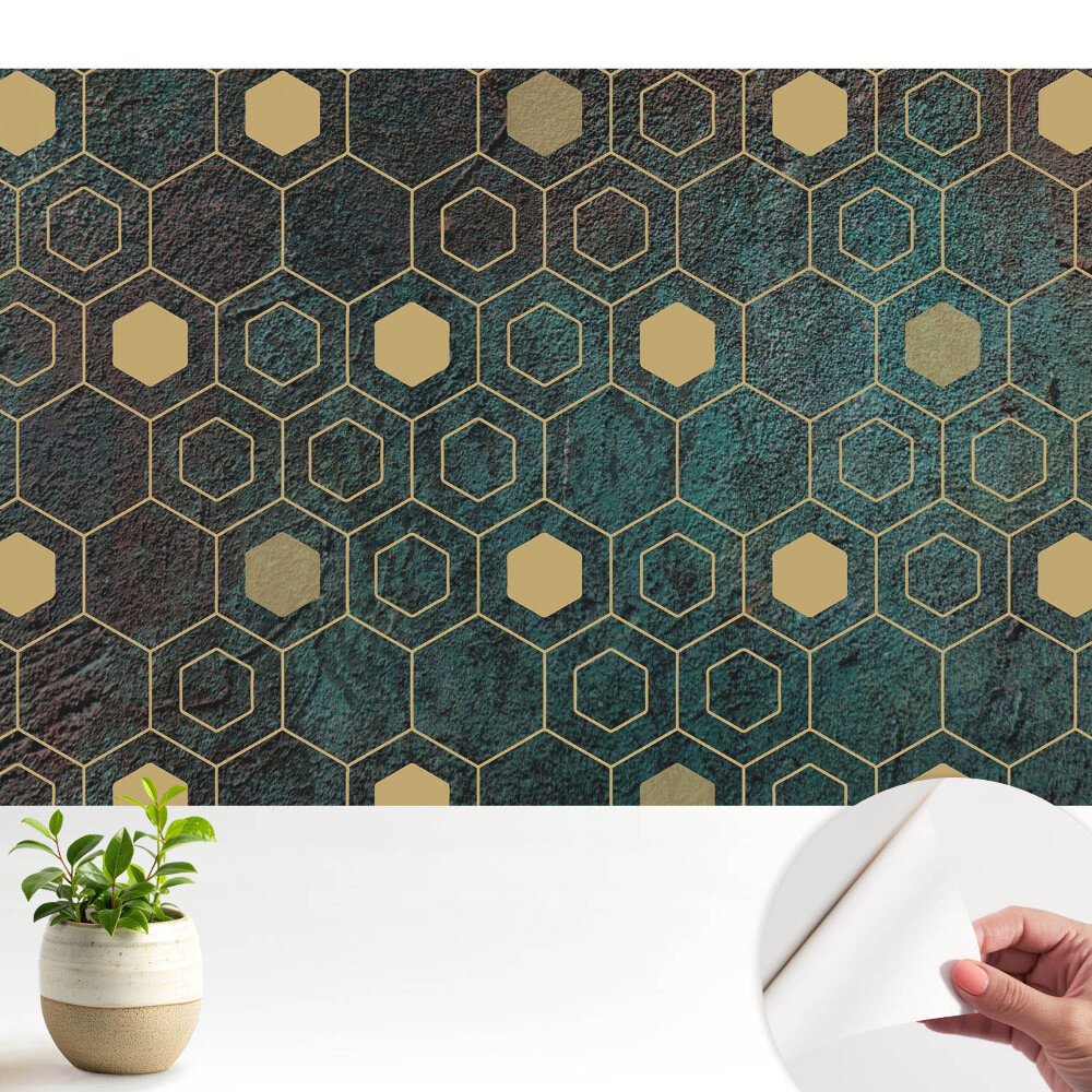 Fototapeta do salonu z ciemnymi heksagonami geometrycznymi