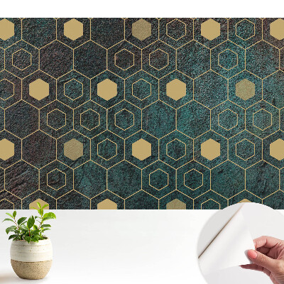 Fototapeta do salonu z ciemnymi heksagonami geometrycznymi