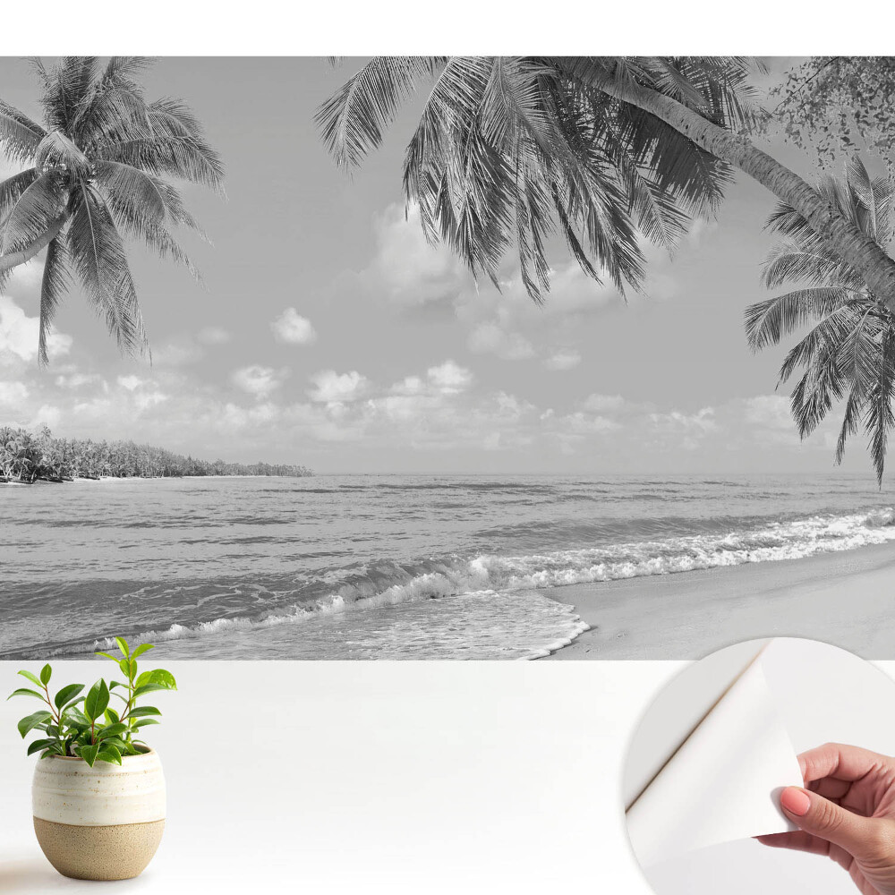 Fototapeta samoprzylepna do salonu egzotyczna plaża palmowa