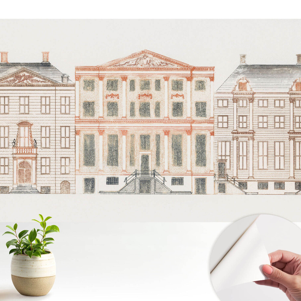 Fototapeta na wymiar do sypialni z klasycznymi fasadami budynków