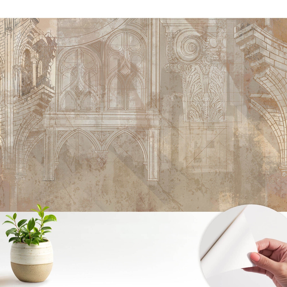 Fototapeta samoprzylepna do sypialni z architektonicznymi detalami historycznymi