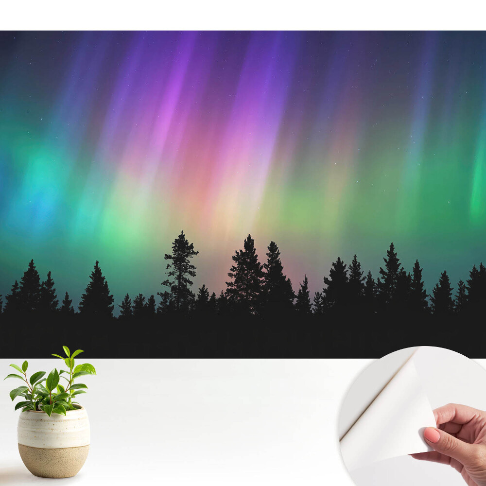 Nowoczesna fototapeta na wymiar Zorza polarna nad borem