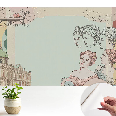 Fototapeta do salonu Historyczny kolaż pastelowy