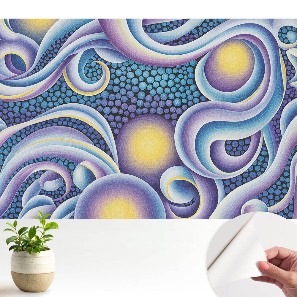 Fototapeta samoprzylepna do salonu z ekspresyjnymi spiralami barwnej abstrakcji