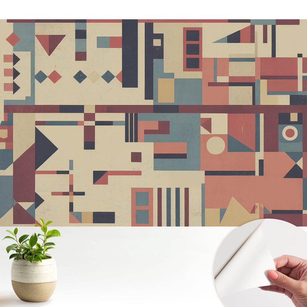 Fototapeta z nadrukiem samoprzylepna z geometrycznym wzorem w żywych kolorach