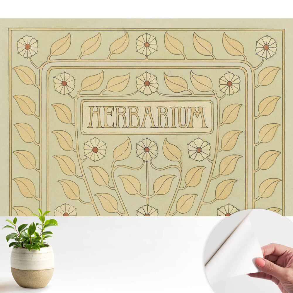 Fototapeta do sypialni z secesyjnym motywem zielnika herbarium