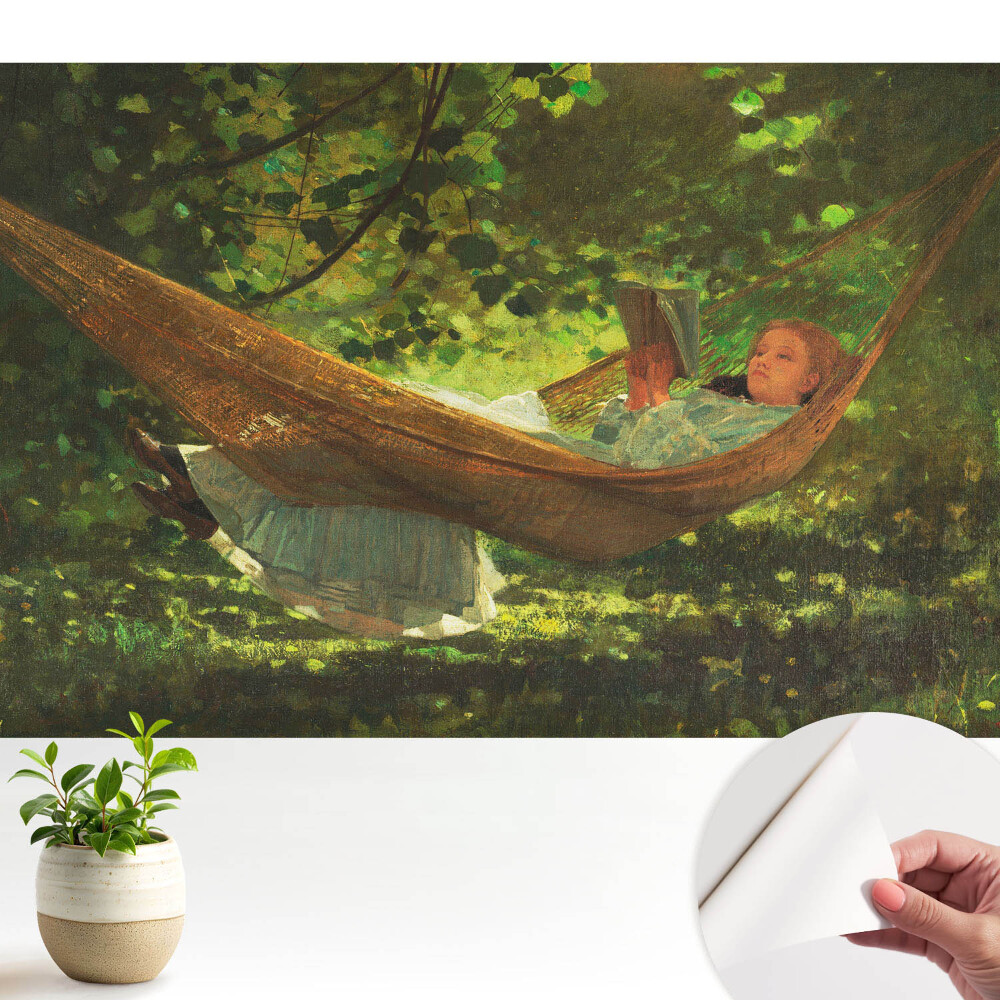 Tapeta fotograficzna samoprzylepna Odpoczynek w hamaku pod drzewami