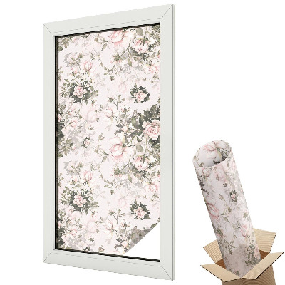 Mleczna folia na okno witraż Kwiatowy romantyzm i elegancja