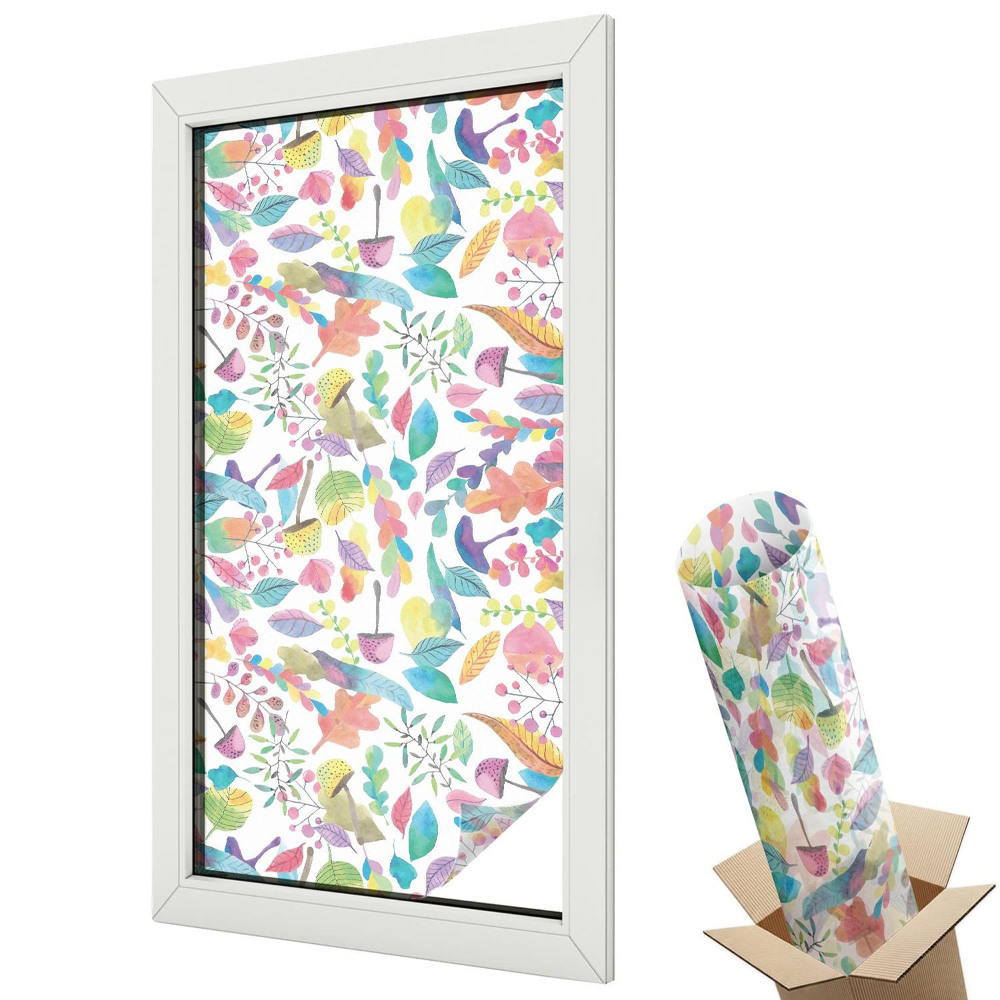 Mleczna folia na okno witraż Pastelowe pióra w stylu boho