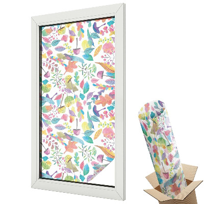 Mleczna folia na okno witraż Pastelowe pióra w stylu boho