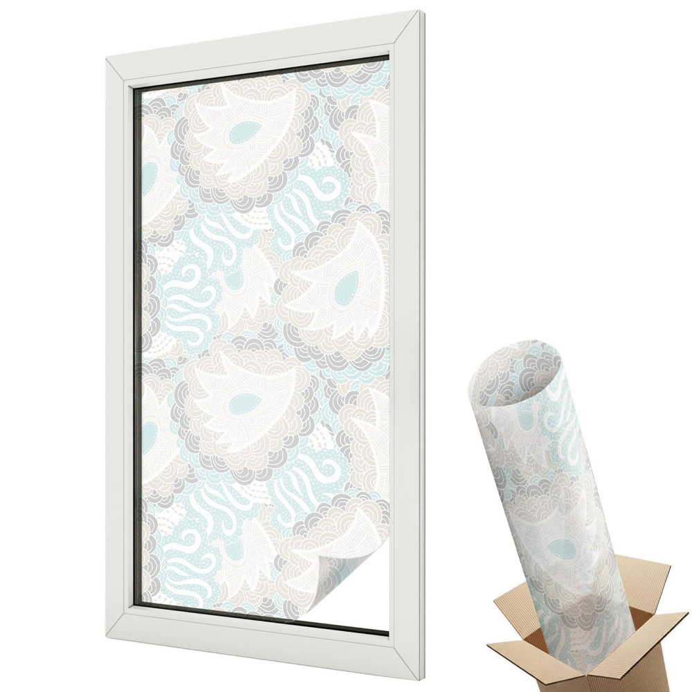 Witraż naklejka na okno Pastelowe pióra w stylu boho