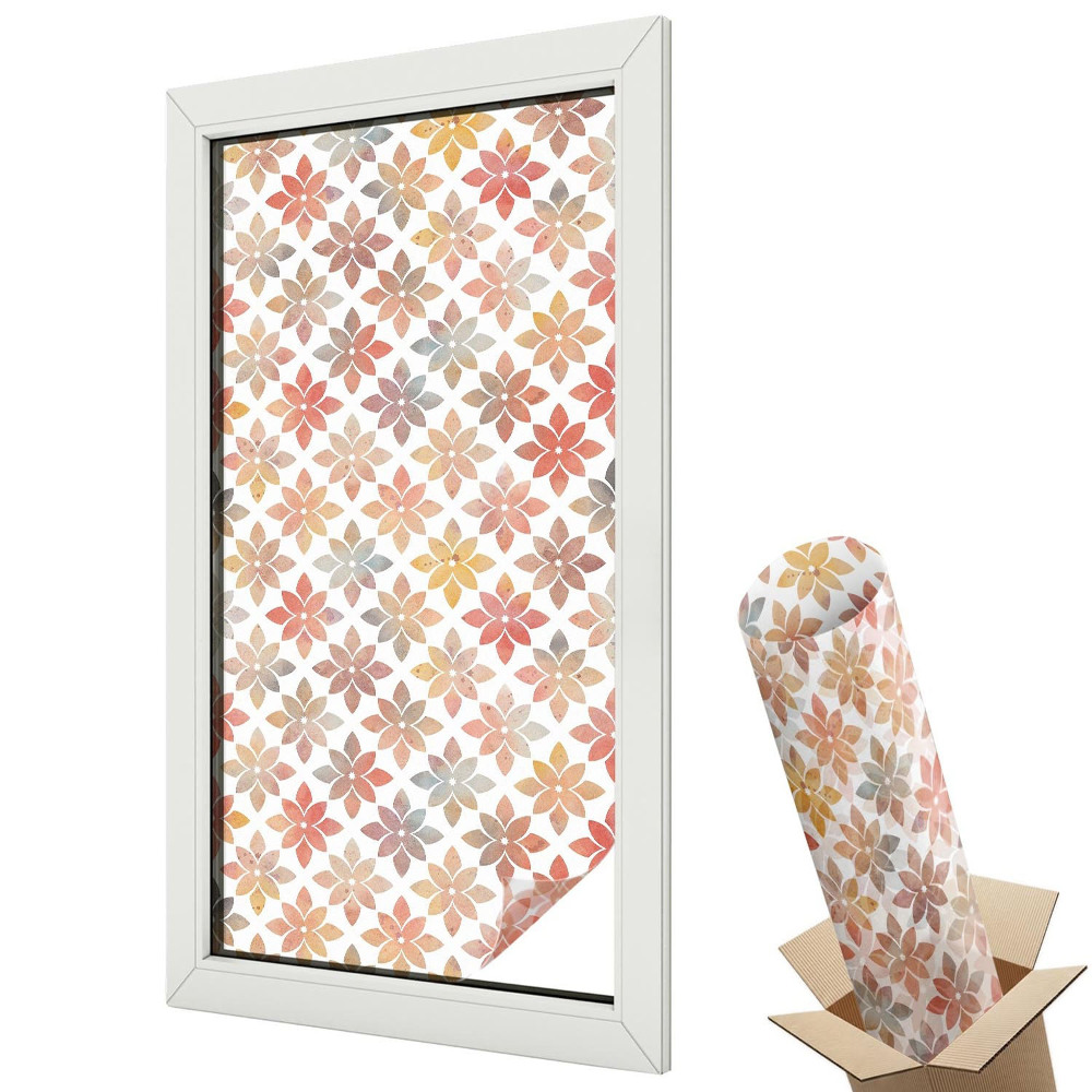 Mleczna folia na okno witraż Kwiatowy wzór przytulny i harmonijny