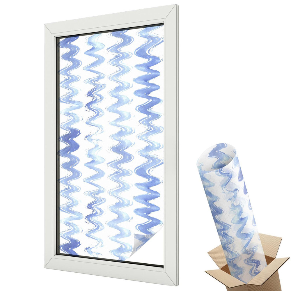 Mleczna folia na okno witraż Abstrakcyjne niebieskie fale