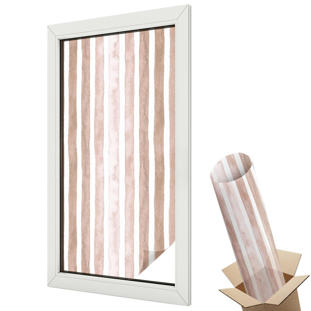 Mleczna folia na okno witraż Pionowe pasy w odcieniach brązu