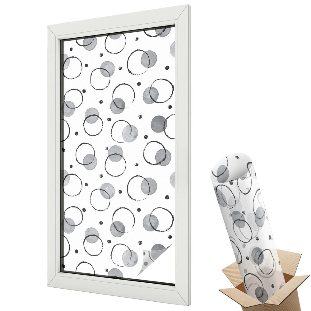 Witraż naklejka na okno Delikatne koła i kropki w szarościach