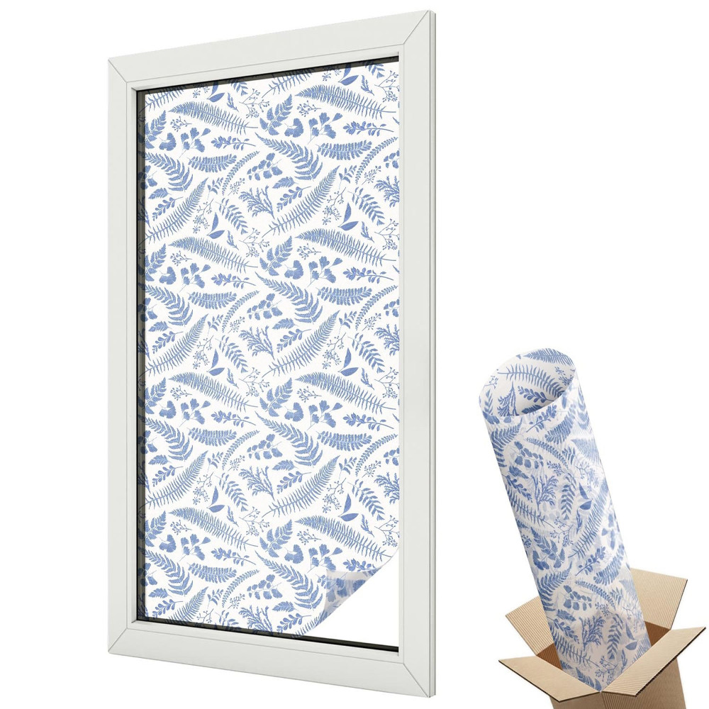 Mleczna folia na okno witraż Roślinna kompozycja relaksujący klimat