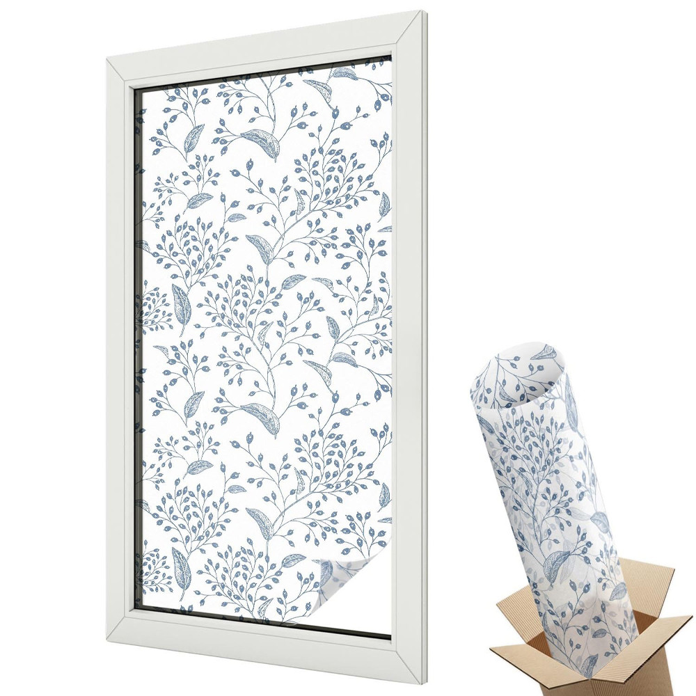 Witraż naklejka na okno Elegancki wzór roślinny w stylu klasycznym