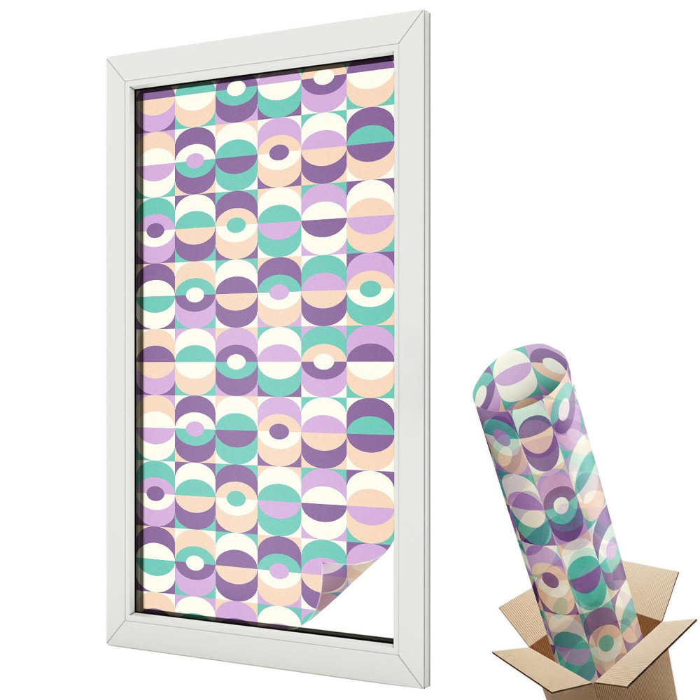 Mleczna folia na okno witraż Kolorowe trójkąty minimalistyczny wzór