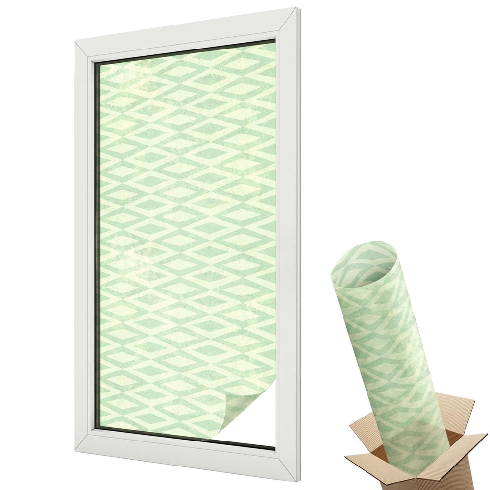 Witraż naklejka na okno Geometryczne romby zielone