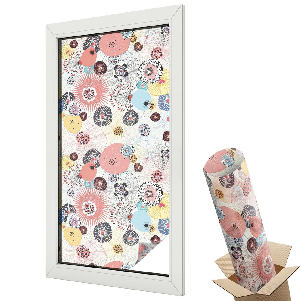 Dekoracyjna folia okienna Kwiatowy wzór klasyczny pastelowy