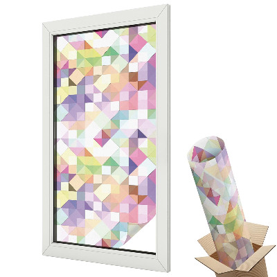 Mleczna folia na okno witraż Geometryczne trójkąty stonowana elegancja