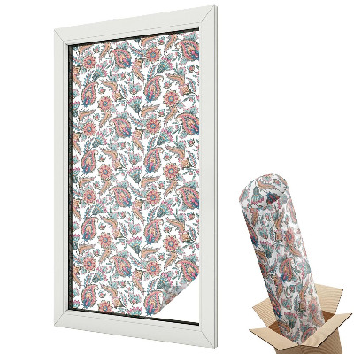 Witraż naklejka na okno Kwiatowy wzór pełen elegancji