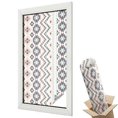 Mleczna folia na okno witraż Geometryczna elegancja w pastelowych barwach