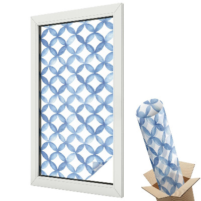 Witraż naklejka na okno Niebieskie geometryczne wzory akwarelowe