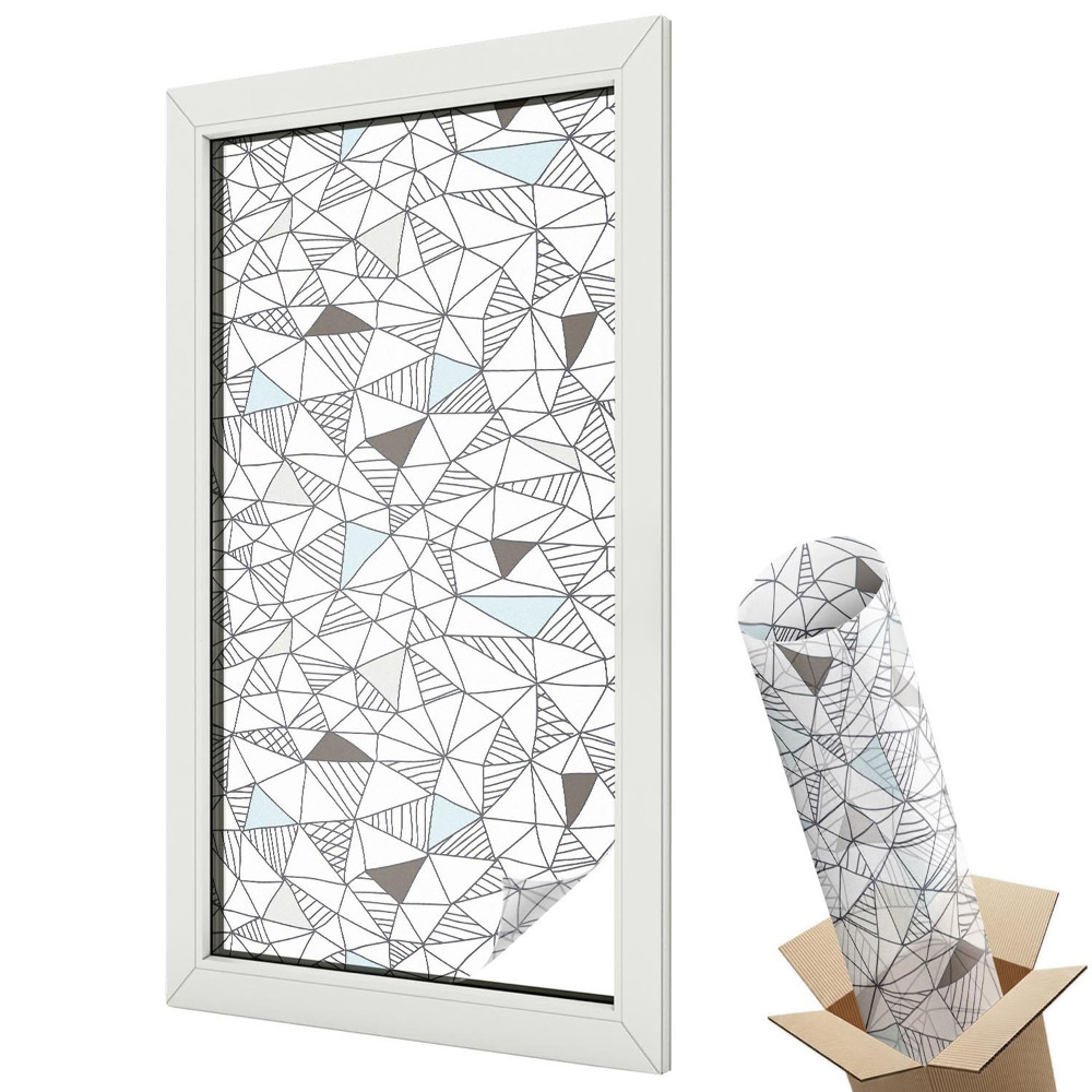 Witraż naklejka na okno Dynamiczna mozaika szarości w stylu nowoczesnym