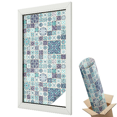 Witraż naklejka na okno Kolorowe mozaiki kafelkowe