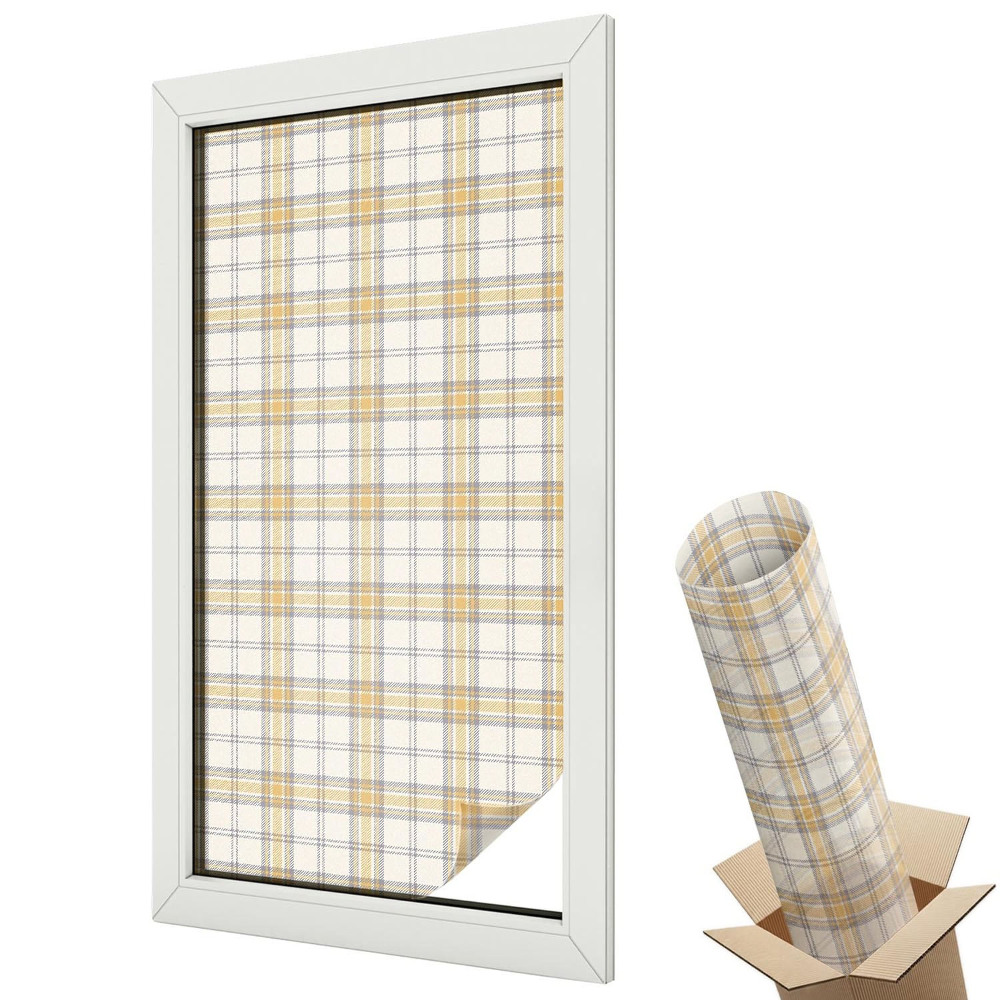 Mleczna folia na okno witraż Klasyczna kratka geometryczna elegancja