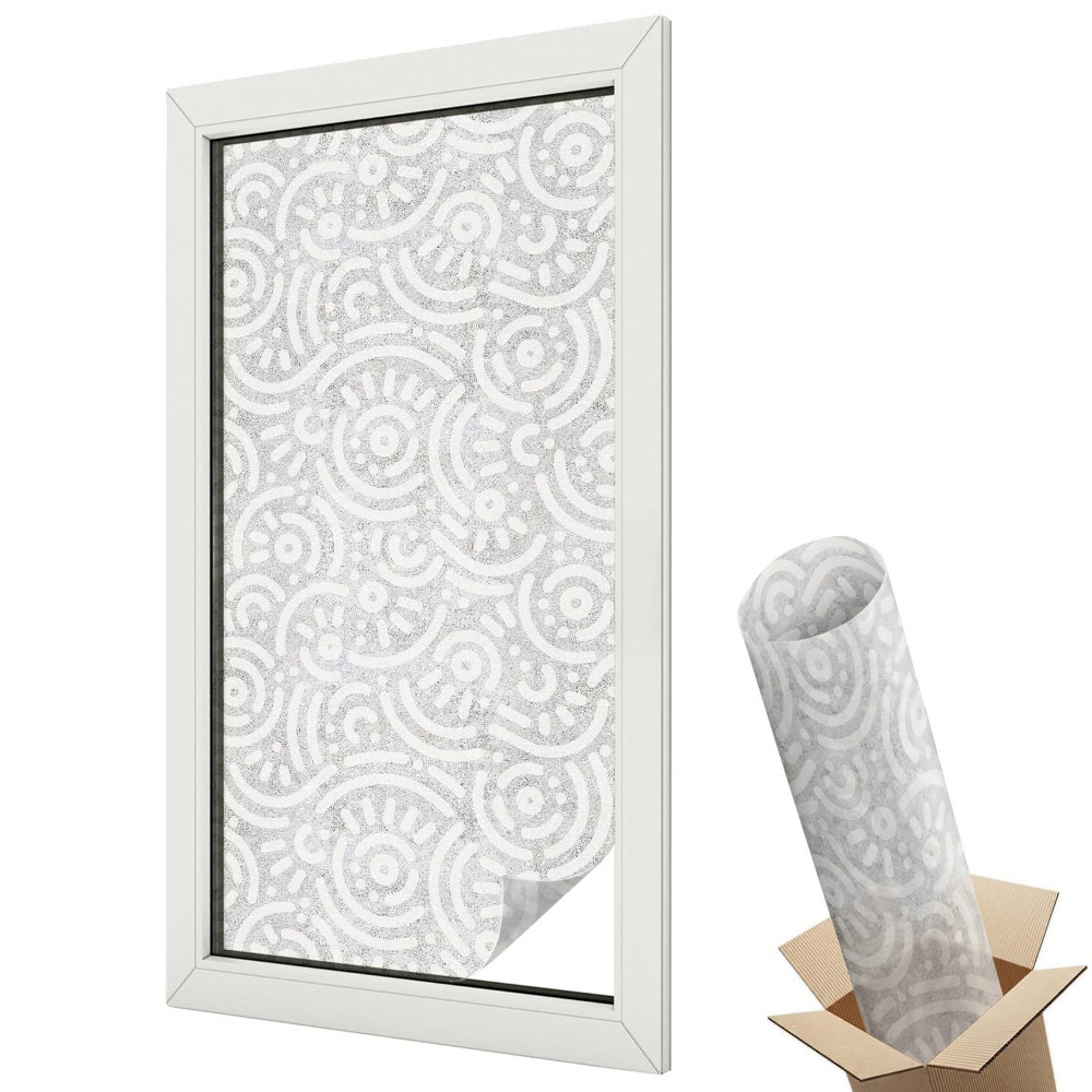 Mleczna folia na okno witraż Elegancka klasyczna geometria