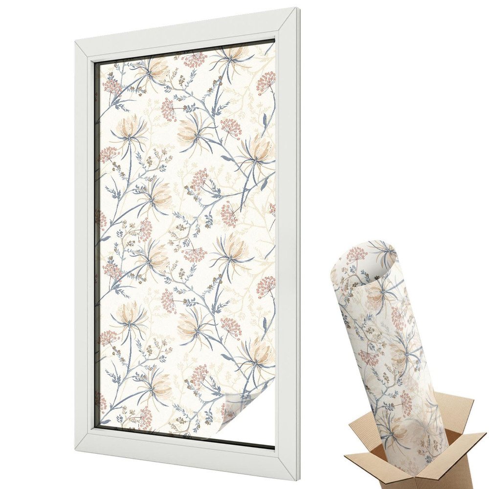 Mleczna folia na okno witraż Kwiatowy wzór harmonijny elegancki