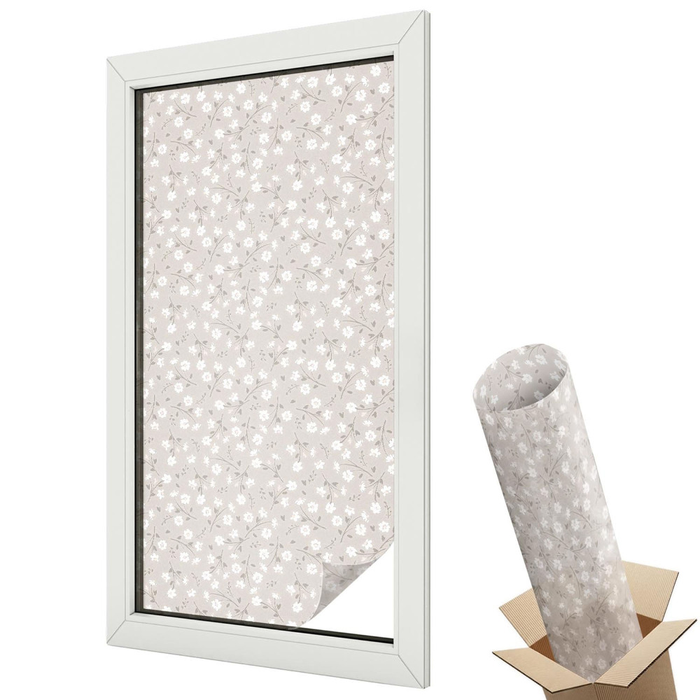 Witraż naklejka na okno Kwiatowy wzór harmonijny elegancki