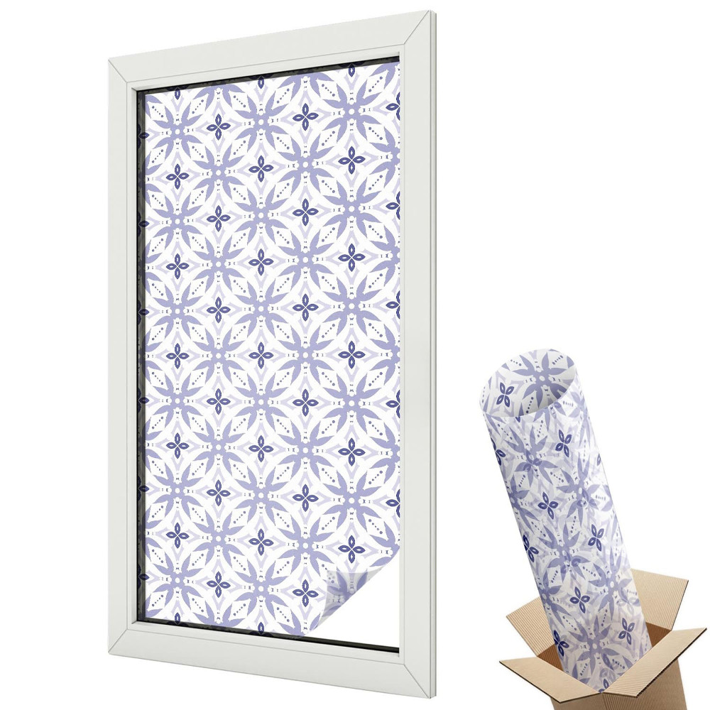 Witraż naklejka na okno Fioletowe motywy geometryczne