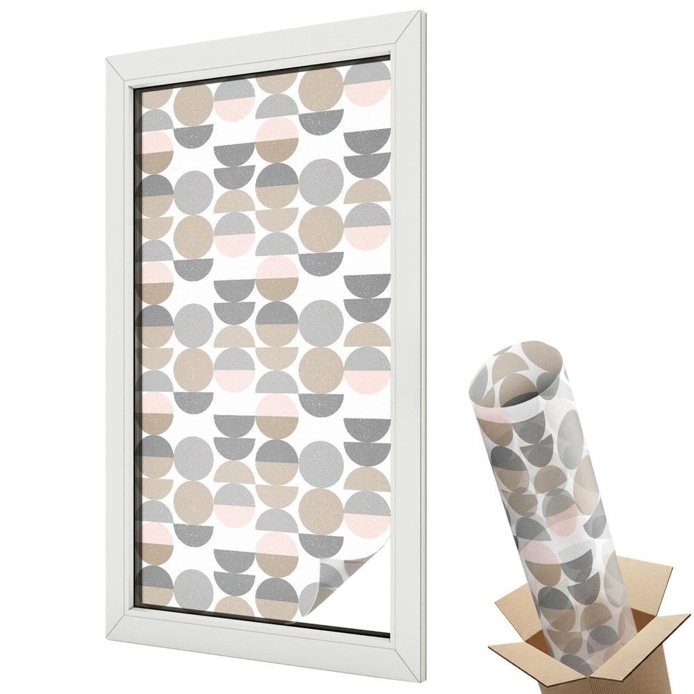 Dekoracyjna folia okienna Elegancka różowa mozaika przeplatana szarościami