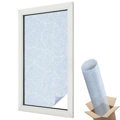 Mleczna folia na okno witraż Splecione motywy liści delikatne niebieskości