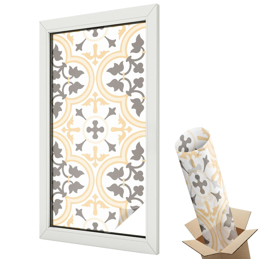 Dekoracyjna folia okienna Splecione motywy liści delikatne niebieskości