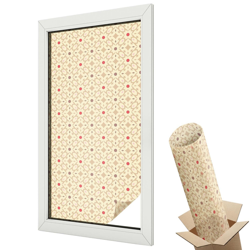 Witraż naklejka na okno Kwiatowy motyw symetryczny klasyczny