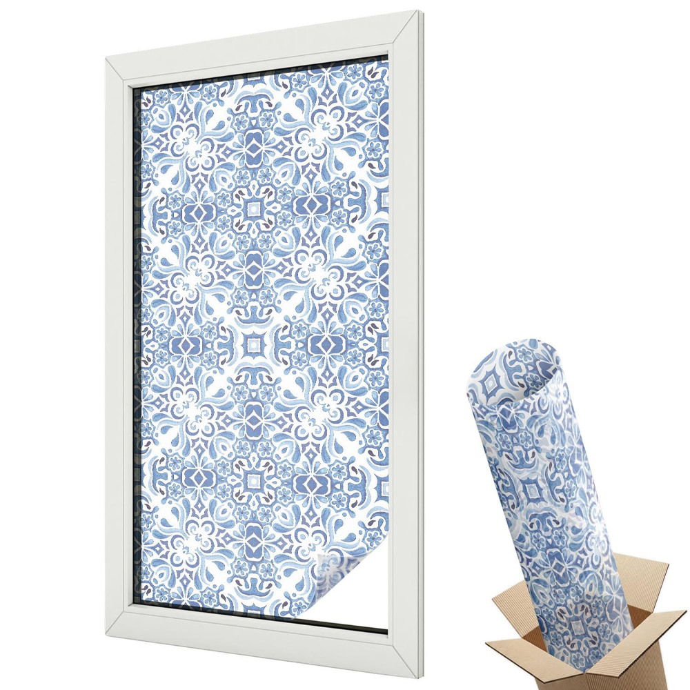 Witraż naklejka na okno Stylowe kręte linie symetryczna kompozycja